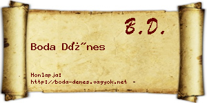 Boda Dénes névjegykártya